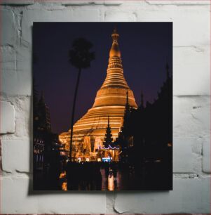 Πίνακας, Illuminated Pagoda at Night Φωτισμένη παγόδα τη νύχτα