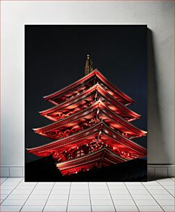 Πίνακας, Illuminated Pagoda at Night Φωτισμένη παγόδα τη νύχτα