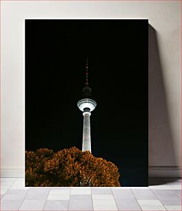 Πίνακας, Illuminated TV Tower at Night Φωτιζόμενος πύργος τηλεόρασης τη νύχτα