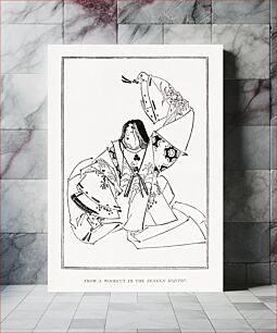 Πίνακας, Japanese geisha woman, Zekken Kojitsu wood cut illustration