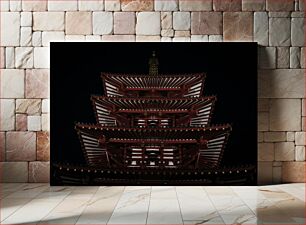 Πίνακας, Japanese Pagoda at Night Ιαπωνική παγόδα τη νύχτα