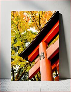 Πίνακας, Japanese Torii Gate Amid Autumn Leaves Ιαπωνική πύλη Torii ανάμεσα σε φθινοπωρινά φύλλα