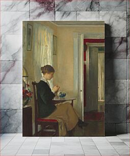 Πίνακας, Josephine Knitting (1916) by Edmund Charles Tarbell