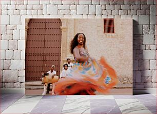 Πίνακας, Joyous Dance in Front of Historic Building Χαρούμενος Χορός Μπροστά από Ιστορικό Κτήριο