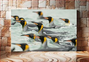 Πίνακας, King Penguins Swimming King Penguins Κολύμβηση