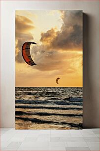 Πίνακας, Kite Surfing at Sunset Kite Surfing στο ηλιοβασίλεμα