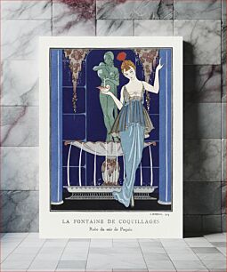 Πίνακας, La Fontaine de coquillages: Robe du soir de Paquin (1914) by George Barbier