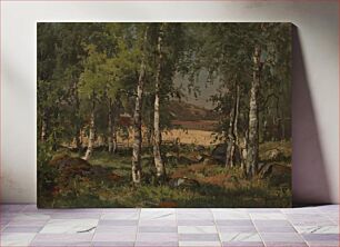 Πίνακας, Landscape with birch grove and rye field, 1876, Hjalmar Munsterhjelm