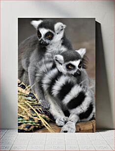 Πίνακας, Lemurs Cuddling Λεμούριοι αγκαλιά