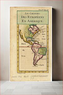 Πίνακας, Les Colonies des Européens en Amerique