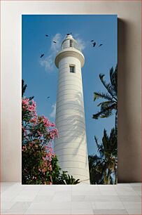 Πίνακας, Lighthouse with Birds and Flowers Φάρος με πουλιά και λουλούδια