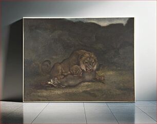 Πίνακας, Lion Devouring Prey by Antoine-Louis Barye