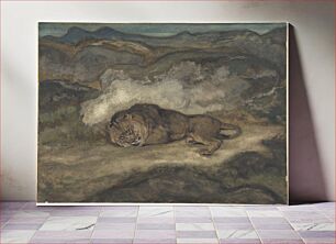 Πίνακας, Lion Sleeping by Antoine-Louis Barye