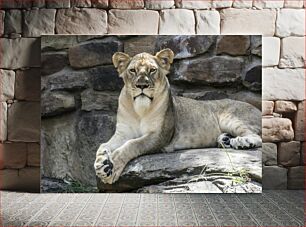 Πίνακας, Lioness Resting on Rock Lioness που αναπαύεται στο βράχο