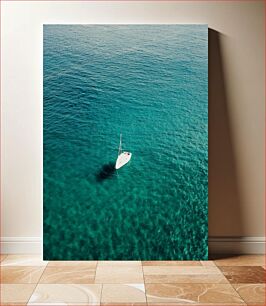 Πίνακας, Lone Sailboat on Turquoise Sea Μοναχικό ιστιοφόρο στην Τυρκουάζ Θάλασσα