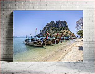 Πίνακας, Long-tail Boats on Serene Beach Long-tail Boats on Serene Beach