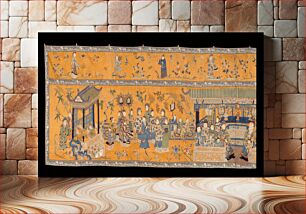 Πίνακας, Long valance of solid embroidery with ground of solid gold-colored silk floss