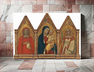 Πίνακας, Madonna and Child with the Blessing Christ, and Saints Mary Magdalene and Catherine of Alexandria with Angels (ca. 1340) by Pietro Lorenzetti
