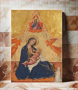 Πίνακας, Madonna of Humility, The Blessing Christ, Two Angels, and a Donor (ca. 1380–1390) by Andrea di Bartolo