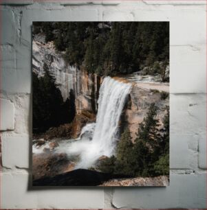 Πίνακας, Majestic Waterfall in the Forest Μεγαλοπρεπής Καταρράκτης στο Δάσος