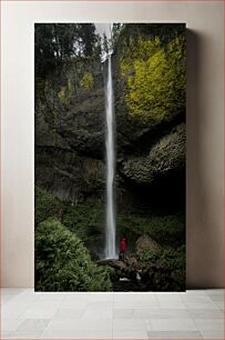 Πίνακας, Man Admiring a Waterfall Άνθρωπος που θαυμάζει έναν καταρράκτη