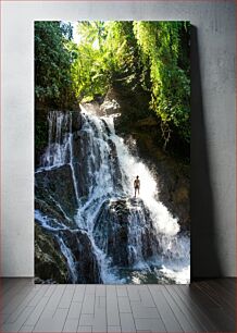 Πίνακας, Man Standing by a Waterfall Άνθρωπος που στέκεται δίπλα σε έναν καταρράκτη