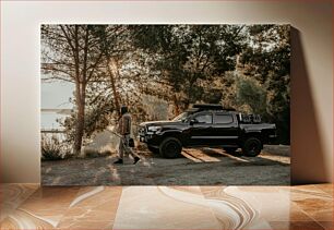 Πίνακας, Man with a Fishing Rod Near a Truck Άνθρωπος με καλάμι ψαρέματος κοντά σε φορτηγό