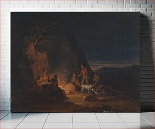 Πίνακας, Metsästäjiä nuotiolla, 1813, by Alexander Lauréus