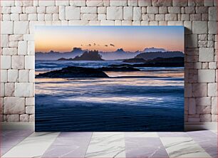 Πίνακας, Misty Coastal Landscape at Sunset Θολωμένο παράκτιο τοπίο στο ηλιοβασίλεμα