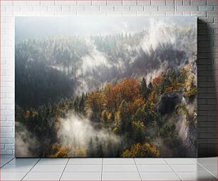 Πίνακας, Misty Forest Landscape Ομιχλώδες δασικό τοπίο