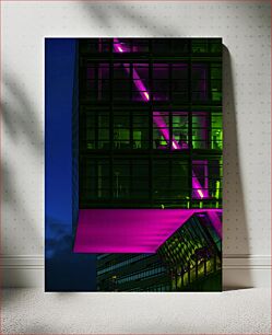 Πίνακας, Modern Building with Neon Lights Μοντέρνο κτίριο με φώτα νέον