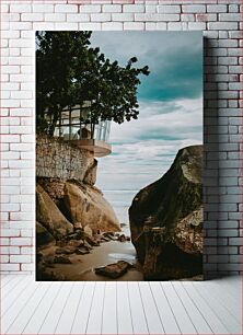 Πίνακας, Modern House on Rocky Seaside Μοντέρνο σπίτι στο Rocky Seaside