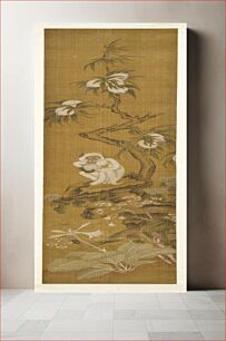 Πίνακας, Monkey in a Peach Tree, One-panel Folding Screen