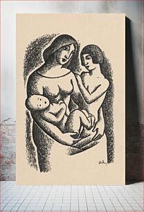 Πίνακας, Mother with two children in her lap by Mikuláš Galanda