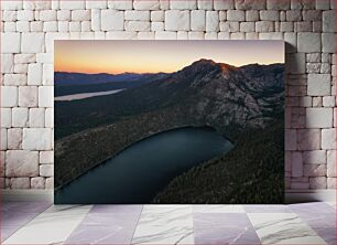 Πίνακας, Mountain at Dusk with Lake Βουνό στο σούρουπο με λίμνη
