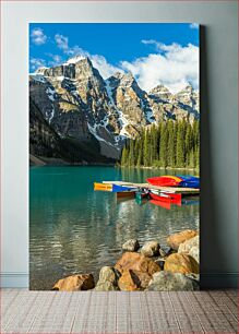 Πίνακας, Mountain Lake with Canoes Ορεινή Λίμνη με Κανό