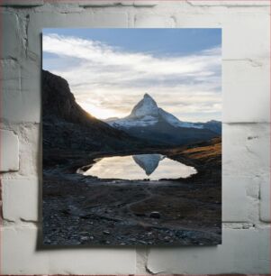 Πίνακας, Mountain Peak at Sunrise with Reflection Κορυφή Βουνού στην Ανατολή με Αντανάκλαση