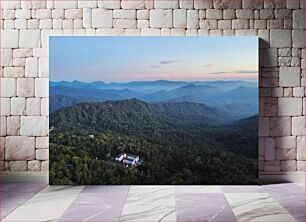 Πίνακας, Mountain Range with Building Οροσειρά με Κτίριο