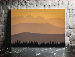 Πίνακας, Mountain Silhouettes at Sunset Σιλουέτες βουνών στο ηλιοβασίλεμα