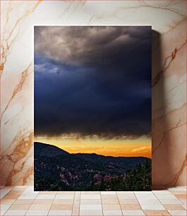 Πίνακας, Mountain Sunset with Dramatic Clouds Βουνό ηλιοβασίλεμα με δραματικά σύννεφα