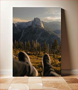 Πίνακας, Mountain View with Forest and Feet Θέα στο βουνό με δάσος και πόδια