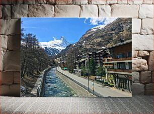 Πίνακας, Mountain Village by the Stream Ορεινό χωριό δίπλα στο ρέμα