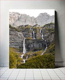 Πίνακας, Mountain Waterfalls Καταρράκτες βουνών