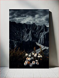 Πίνακας, Mountainous Landscape with Bridge and Flowers Ορεινό τοπίο με γέφυρα και λουλούδια