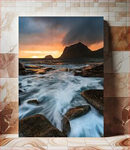 Πίνακας, Mountainous Seascape at Sunset Ορεινό Θαλασσινό τοπίο στο ηλιοβασίλεμα