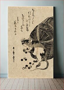 Πίνακας, Mouse with a sack of rice, 1780 - 1800, by Kitagawa Utamaro