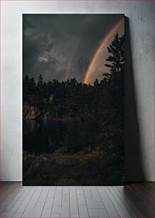 Πίνακας, Mystical Double Rainbow Over Forest Μυστικό διπλό ουράνιο τόξο πάνω από το δάσος