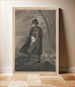 Πίνακας, [Napoleon I, full-length portrait, standing, facing left, wearing long coat, with his hands behind his back, in a wind-swept wooded area with a small campfire behind him, on the right] / Charlet 1821 ; gravé par