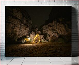 Πίνακας, Night Camping in Rocky Canyon Νυχτερινή κατασκήνωση στο Rocky Canyon