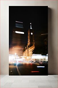 Πίνακας, Night Cityscape with Clock Tower Αστικό τοπίο νύχτας με τον πύργο του ρολογιού